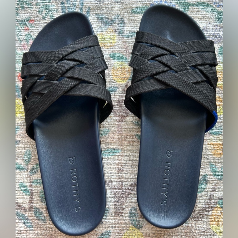 Rothy's Black Woven Slide Sandals